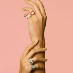 Anello Mon Chevalier - Smalto verde e pietra Topazio Azzurro
